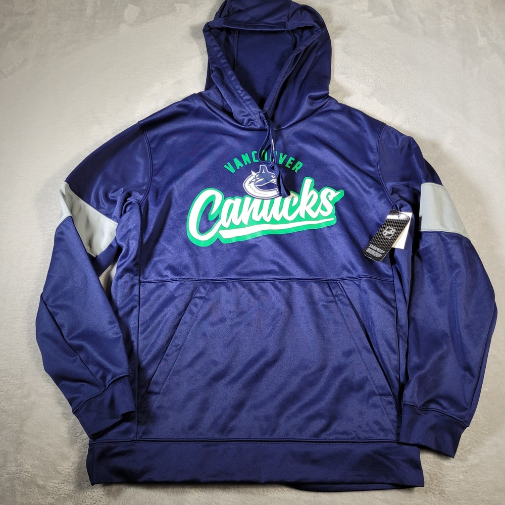 NHL Vancouver Canucks Hoodie Mens Medium Blue NWT Performance Sweatshirt